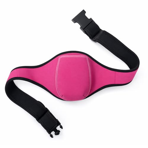 Microphone Belt Holder, Adjustable Mic Belt for Fitness Neoprene Sweat Absorbent Waistband Pouch Case for Fitness Instructor, Teacher, Speaker, Theatre (Rose Red)