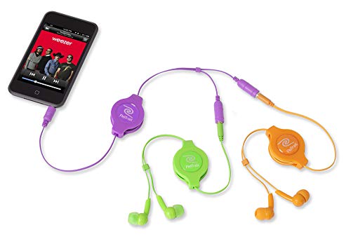 ReTrak Retractable Headphones Splitter, Purple ( ETCABLESPLRL) - color: Purple