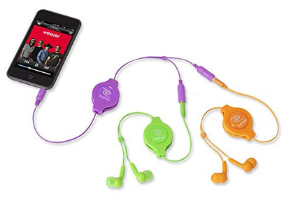 ReTrak Retractable Headphones Splitter, Purple ( ETCABLESPLRL) - color: Purple