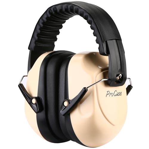 ProCase NRR 28dB Noise Reduction Ear Muffs, Foldable Adjustable Noise Cancelling Headphones - color: 1 - Beige