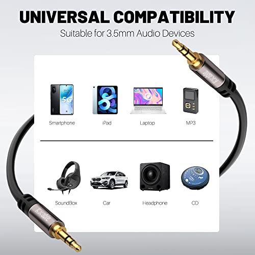 Kxable 3.5mm Aux Cable 4 Feet (2 Pack), Male to Male Auxiliary Audio Cord, Preminun Gold Plated Compatible with Headphones, iPods, iPads, iPhones, Home/Car Stereos with 5 Cable Ties - size: 4 Feet (2 Pack)