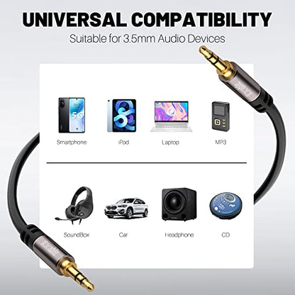 Kxable 3.5mm Aux Cable 8 Feet (2 Pack), Male to Male Auxiliary Audio Cord, Preminun Gold Plated Compatible with Headphones, iPods, iPads, iPhones, Home/Car Stereos with 5 Cable Ties - size: 8 Feet (2 Pack)