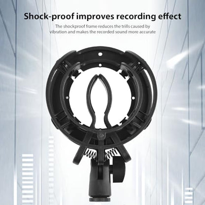 Microphone Shock Mount Mic Clip Holder with 5/8 to 3/8 Adapter -Universal USB Condenser Mic Isolation Clip for Studio Recording Podcasting Live Streaming | Shock Mount Microphone Holder, Universal USB Condenser Mic Isolation Clip for Studio Recording Podc