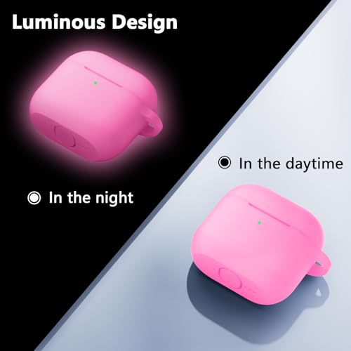 for Airpods 4th Generation Case Cover(2024),Soft Silicone Full Protective Case for AirPods 4 Case with Keychain & Cleaner Kit,Compatible with Apple Airpods 4 for Women,Men（Nightglowpurple） - color: Nightglowpurple