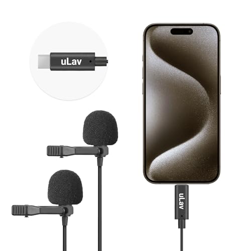 Movo uLav-L-Duo Digital Dual iPhone 15/16 Lavalier Omnidirectional Clip on Microphone with USB-C Connector Compatible with iPhone 15/16 and Up, iPad-Pro (20-Foot Cord) - style: Double Lav with 20-foot Cord