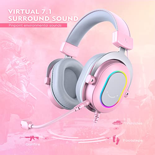 FIFINE Streaming Gaming USB Microphone Kit and PC Gaming Headset with 7.1 Surround Sound,Condenser RGB Mic,Plug and Play,Computer RGB Over-Ear Headphones for PS4/PS5,for Streaming/Game Voice(A6TW+H6P)