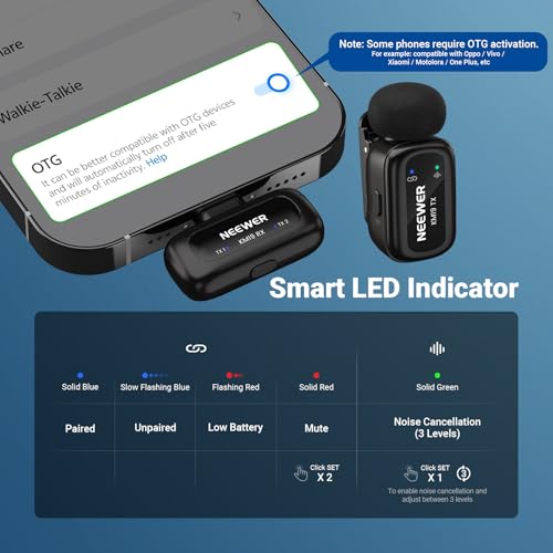 NEEWER KM19 Lightweight Wireless Lapel Microphone, 48kHz/24bit 30H Battery