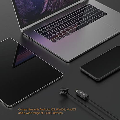 MLC-2 USB C Lavalier Microphone with 3.5mm Monitoring Headphone Jack, Type C Lapel MIC for iPad 10, iPad Pro Air 5/4, Google Pixel 8/7/6 Pro 7a/6a Fold Pixel Tablet, 5 FT