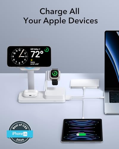 ESR 100W 6-in-1 GaN Charging Station with CryoBoost, for iPhone 17-12 | Compatible with MagSafe Charger Stand, Magnetic Wireless Charger for iPhone, Apple Watch, AirPods Pro/3/2, Classic White