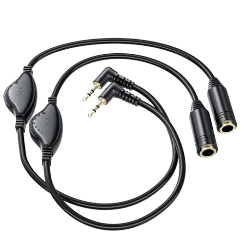 PChero 3.5mm Headphone Extension Cables, 2 Packs Male to Female | Stereo Audio Extender, TRS Cord, Volume Control, For Headset Smartphone Tablets Media Players