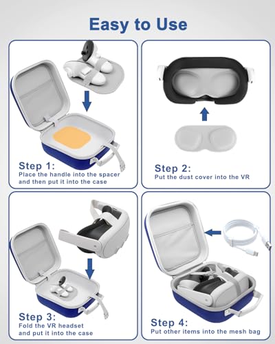 Hard Carrying Case for Meta Quest 3S/ Quest 3/ Steam Frame/ Vision Pro Blue - color: Blue