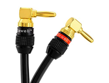 Sewell Deadbolt Right-Angle Banana Plugs, 12 Pairs Quick Connect Gold Plated Speaker Plugs 90 Degree - size: 12 Pairs, style: Deadbolt Right Angle