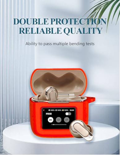 Case for JBL Tour Pro 3 - True Wireless Noise Cancelling Earbuds, Soft Silicone Protective Portable Scratch Shock Resistant with 2pack Screen Protector &Cleaner Kit & Carabiner & Lanyard，Red - color: RED