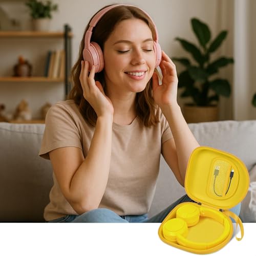 Headphone Case Compatible with Sony WH-CH520/ WH-1000XM4/ for JBL Tune 720BT/ 510BT Wireless Headphones Bluetooth On-Ear, Over Ear Noise Cancelling Earphone Bag- Yellow (Box Only) | Cationic Oxford Cloth, Mesh Pocket, for JBL Tune 720BT/510BT, Travel Stor