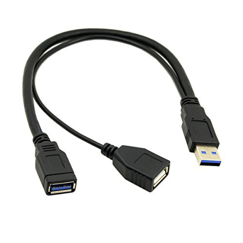 chenyang USB 3.0 Splitter Y Cable USB 1 Male to 2 Female Extra Power Data Extension Cable for 2.5" Mobile Hard Disk - color: 1 Male to 2 Female