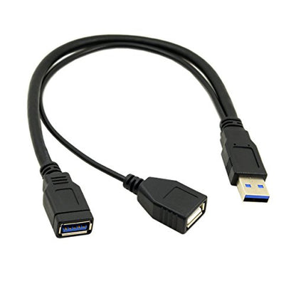 chenyang USB 3.0 Splitter Y Cable USB 1 Male to 2 Female Extra Power Data Extension Cable for 2.5" Mobile Hard Disk - color: 1 Male to 2 Female