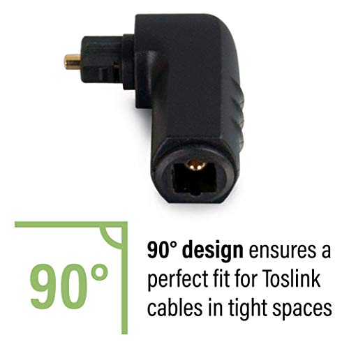 C2G Optical Audio Cable Adapter, 90 Degree, Black, Universal Compatibility, Gold-Plated Connectors, 1 Count, 40016
