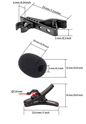 Lavalier Microphone Clip Lav Mic Clip Kit 18 PCS | 6 Metal Tie Clips, 6 Foam Windscreen Covers, 6 Plastic Wire Clips, Lapel Mic Replacement Accessories - size: 6 Pack