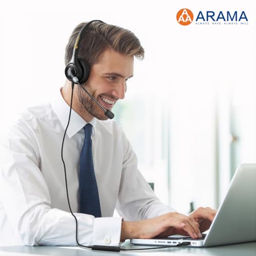 Arama Dual USB Headset with Microphone for PC, Computer, Laptop, USB-A/C | Noise-canceling Mic, Plug-and-play, Soft Ear Cushions, Lightweight, Stereo Sound, Wide Compatibility with PC/Laptop/Computer