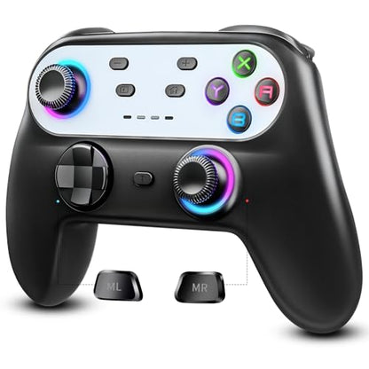 HUDOBBYE Switch Pro Controller Wireless for Switch/OLED/Lite Accessories, Wireless iOS Android Remote Gamepad, Wired PC Game Joystick, Switch Turbo Controller with Cool Led Light,Programmable - color: LED Black and Silvery