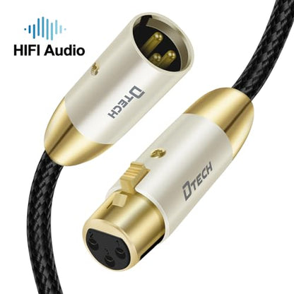 DTECH 5ft XLR to XLR Microphone Cable Male to Female Balanced Audio Cord for Mic Speaker PA Systems Standard 3 Pin Gold Plated Connectors Nylon Braided Instrument Wire, 5 Feet, Black - size: 5ft