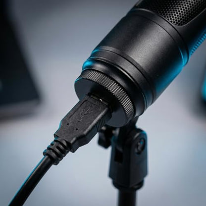 USB Microphone, Cardioid Condenser Mic with Noise Cancellation | One-Click Mute & Echo Effect, USB Mic for PC/Mac, Plug & Play for Podcasting, Streaming, YouTube, Vocals, Meeting & Gaming