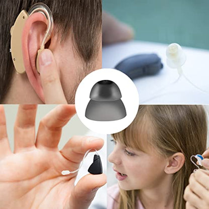 30 Pcs Silicone Hearing Aid Domes Hearing Aid Ear Domes Hearing Aid Power Domes Ear Tips for Resound Sure Fit Style RIC RITE and Open Fit BTE Hearing Amplifier(10mm,12mm,14mm) - color: Black(10mm,12mm,14mm)
