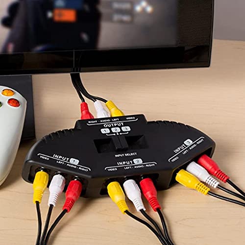 Socobeta Audio Video er AV Box 3 in 1 Out Splitter with AV Cable(Black)