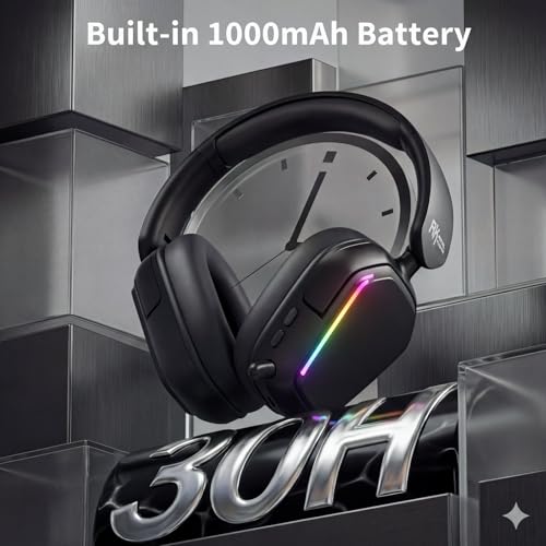 RK ROYAL KLUDGE HG101 Wireless Gaming Headset, 7.1 Surround Sound, Stereo Wired Headphones with Retractable Mic, Bluetooth 5.3, RGB, Memory Foam Ear Pads, Works with PC, PS4, PS5, Switch, Black - color: Black
