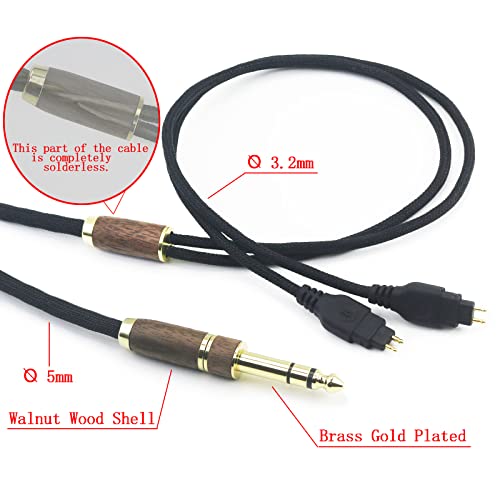 NewFantasia 10ft Replacement Upgrade Audio Cable Compatible with Sennheiser HD650 HD600 HD580 HD660S HD660S2 HD58X HD6XX Headphone 7N OCC Copper Silver Plated Cord Walnut Wood Shell 3.5mm/6.35mm