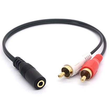 Gold Plated 3.5mm Female to 2 RCA Male Audio Stereo Y Splitter Cable(25cm) | AV Adapter for Smartphones, Tablets and mp3 Players, Home Theater (2RCA Male) - style: 2RCA Male