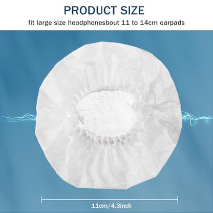 400 Pieces Headphone Covers Disposable Ear Earpads Sanitary Non-Woven Headset Cover Sweatproof Stretch Earphone Earcup Protector (White 11cm)