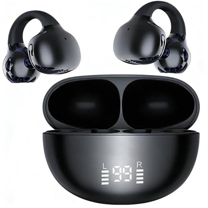 Open-Ear Wireless Bluetooth 6.0 Headphones, 17mm Drivers with ENC, IPX5 Low Latency Gaming Mode and Multi-Connection, Clip-on Earphones for Workouts/Running