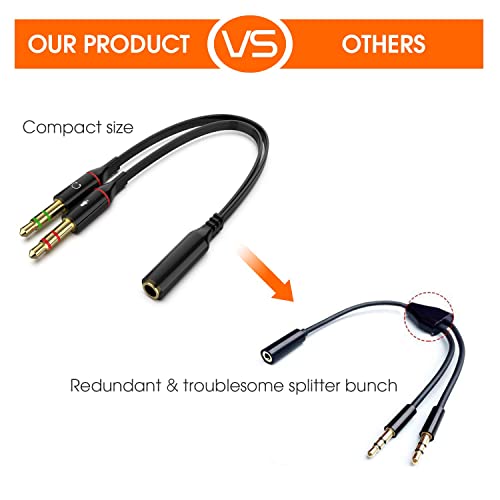 Maeline Headphone Splitter Adapter, 3.5mm Mic Cable for Computer, Headset 3.5mm Female to 2 Dual Male Microphone Audio Stereo Jack Earphones Port to Gaming Speaker PC - 500 Pack - size: 500 Pack