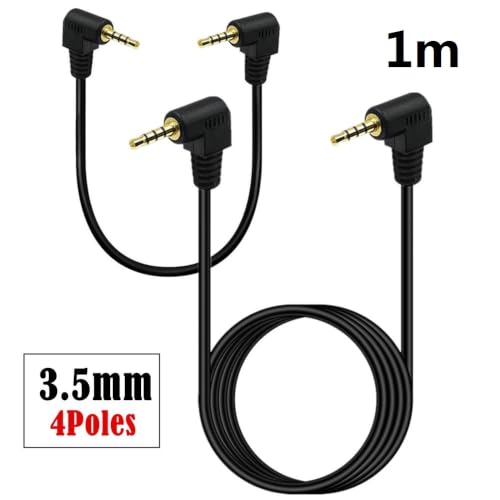 Gold-Plated 90 Degree Right Angle 3.5mm 4 Pole TRRS Stereo Mini AV Male to Male Audio Cable for iPhone iPad iPod Android Handsets Smartphone Tablets，1m
