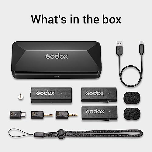 GODOX MoveLink 미니 타입 C 무선 마이크 | 2.4GHz 소음 감소, 100m 범위, 충전 케이스 포함 2TX+1RX, 인터뷰 블로그 제작용