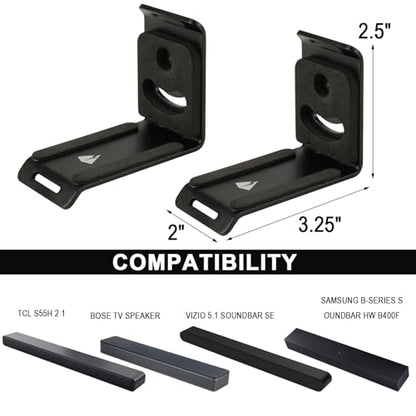 Soundbar Wall Mount for JBL/Bose/Samsung/Vizio/Sony Sound bar | Under TV Bracket with Hook and Loop Straps Metal Sound Bar Shelf for Home RV Boat