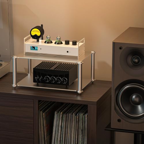 Aluminum HiFi Audio Stand, 3 Tier Stackable Audio Component Rack with Side Vent Cooling Slots, Anti-Slip Rubber Feet for Dac Amplifier Home