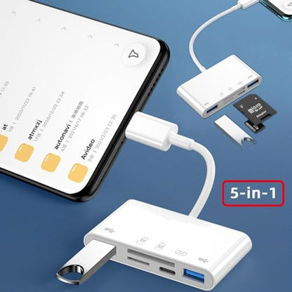 CY USB 2.0 Type C USB-C to TF Micro SD SDXC Dual USB3.0 Female Card Reader PD 27W Adapter for Laptop Tablet Phone - style: SD+TF+USB*2+PD