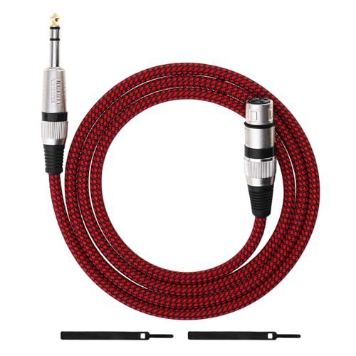 1/4 TRS Male to 3Pin XLR Female Microphone Cable, 4.92ft 6.35mm TRS to XLR Female Braid Quarter inch Balanced Cable for Mixer Microphone Active Speakers (4.92 ft)