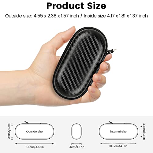 Earbud Case, RISETECH Earphone Carrying Case Holder EVA Headphone Storage Bag Small Zipper Pouch Compatible for EarPods, AirPods, Beats Flex, Urbeats3, Bose Wireless Earbuds -with Carabiner - color: Carbon black