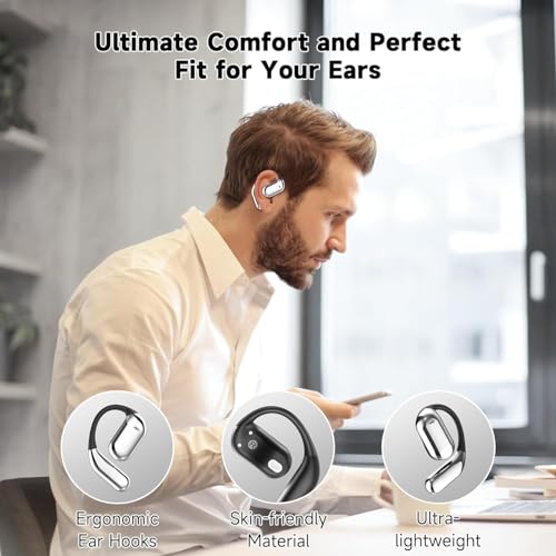 Open Ear Earbuds Bluetooth Headphones 60Hrs Playtime Wireless Ear Buds with Earhooks IPX7 Waterproof Touch Control Earphones Sport Headsets Bluetooth 5.4 Headsets for Workout Running Black