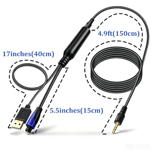 192KHz DAC Optical to 3.5mm Converter, Optical Audio Cable to AUX Adapter, Unidirectional from Digital to Analog SPDIF to 3.5mm Cable for Connecting TV (Optical) to Speaker & Headphone - color: Deep Blue