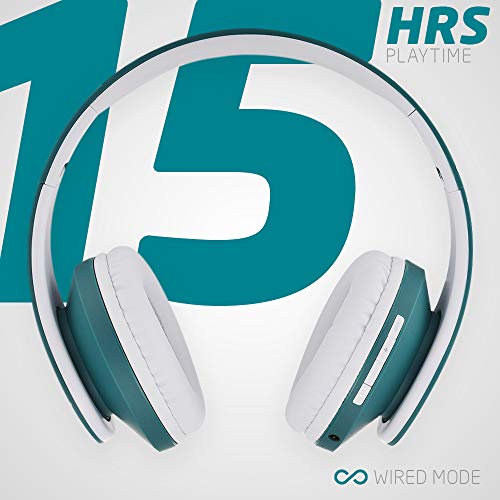 PowerLocus Bluetooth Over-Ear Headphones, Wireless Stereo Foldable Headphones Wireless and Wired Headsets with Built-in Mic, Micro SD/TF, FM for iPhone/Samsung/iPad/PC (Blue/White) - color: Blue/White