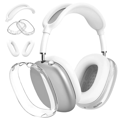 Soft Case Cover Compatible with AirPods Max Headphones, Clear Anti-Scratch Ear Pad Case Cover TPU Protective Ear Cups Covers Accessories, Anti-Dust Headband Cover Compatible with Apple AirPods Max