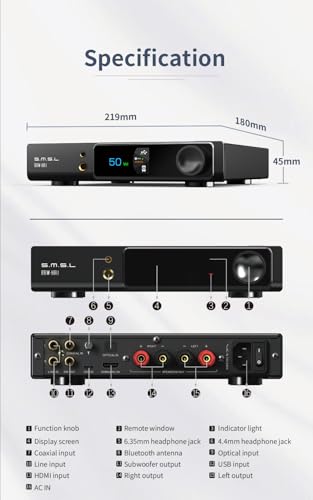 SMSL RAW-HA1 Amplifier Equipped with Full-Function Remote Control Fully-Fitted LCD Screen