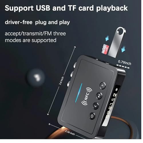Bluetooth 5.0 Adapter, Bluetooth Transmitter and Receiver for Home Stereo Hi-Fi Audio with 3.5mm, RCA, Coaxial, Optical, NFC, Aptx-LL - for Home, Car, AV Receiver or Amplifier (M6)