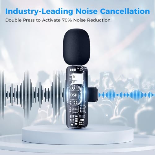 Moman Wireless Lavalier Microphone for iPhone, Clip on Microphone for Video Recording Interview Podcast Vlog YouTube, Wireless-lavalier-Mic-iPhone-Recording