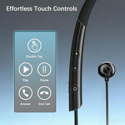 Neckband Bluetooth Earbuds with Mic Hybrid Active Noise Cancelling, 36H Playtime, IPX6 Waterproof, Comfortable Magnetic Sport Headphones for Running, Work, Travel Black