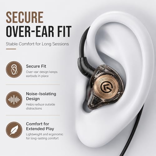 Gaming Earbuds with Mic, Wired in-Ear Gaming Headphones, 10mm Driver, 3.5mm & USB-C Options, in-Line Control, Noise-Isolating Earphones for PS5, Xbox, Switch, PC, Phone(3.5mm)
